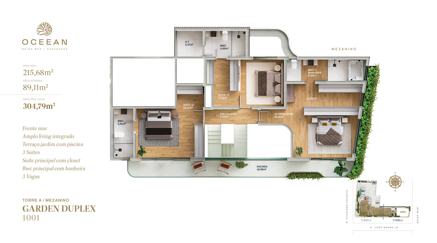 OCEEAN - APTO GARDEN DUPLEX 1001 - MEZANINO