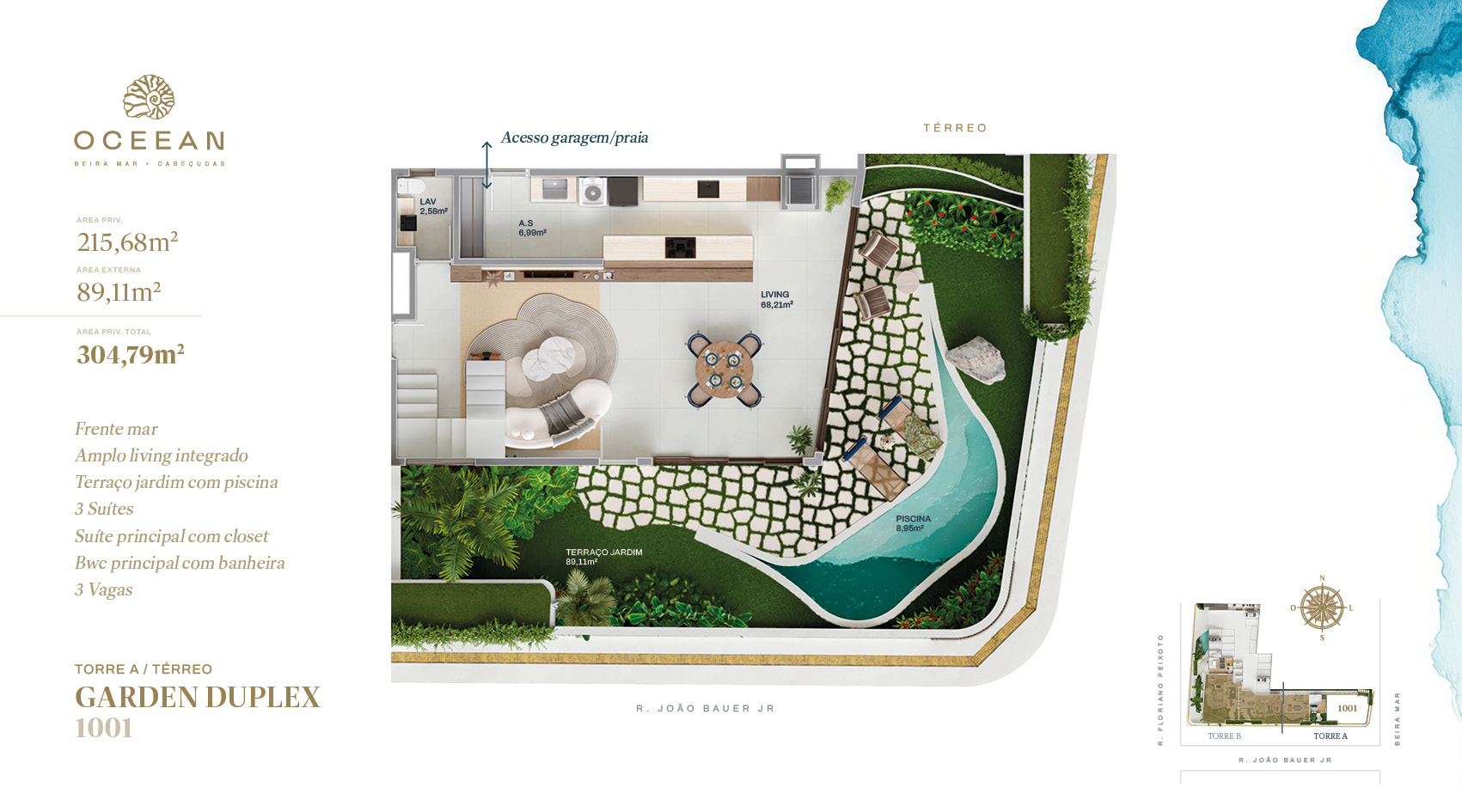 OCEEAN - APTO GARDEN DUPLEX 1001 - TERREO